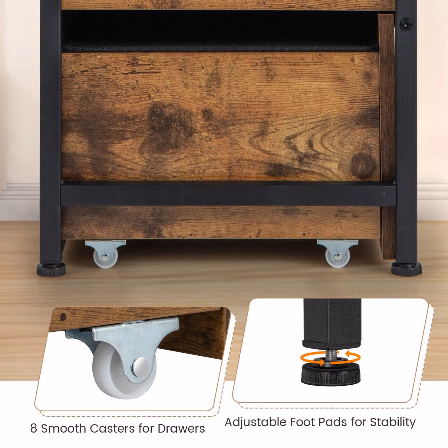 Costway Wooden Storage Ottoman Bench with Flip Top Chest and 2 Drawers in Brown – 8
