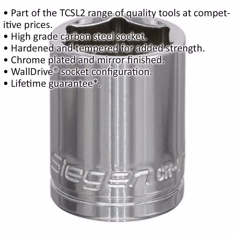 Loops 16mm Chrome Plated Carbon Steel Drive Socket with 3/8 inch Square Drive in Silver – 2