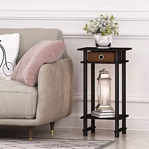 Furinno TURN-N-TUBE 3-Tier Side Table with Storage Bin in Espresso, H: 70.4 cm x W: 40.1 cm x D: 30.0 cm – 3