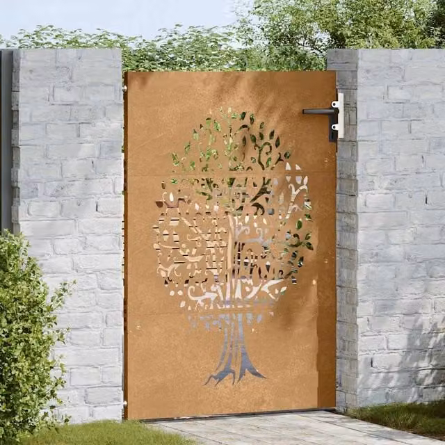 Berkfield Home Beautiful Garden Gate, Corten Steel Tree Design in Brown, W/H: 85 x 150 cm – 1