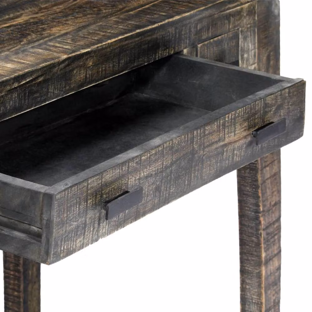 Berkfield Home Writing Desk in Black Solid Mango Wood, W/D/H: 110 x 50 x 75 cm – 4