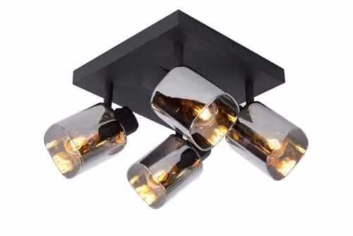 Lucide Alion Dimmable Modern Ceiling Spotlight in Black with 4 x E14 Sockets – 1