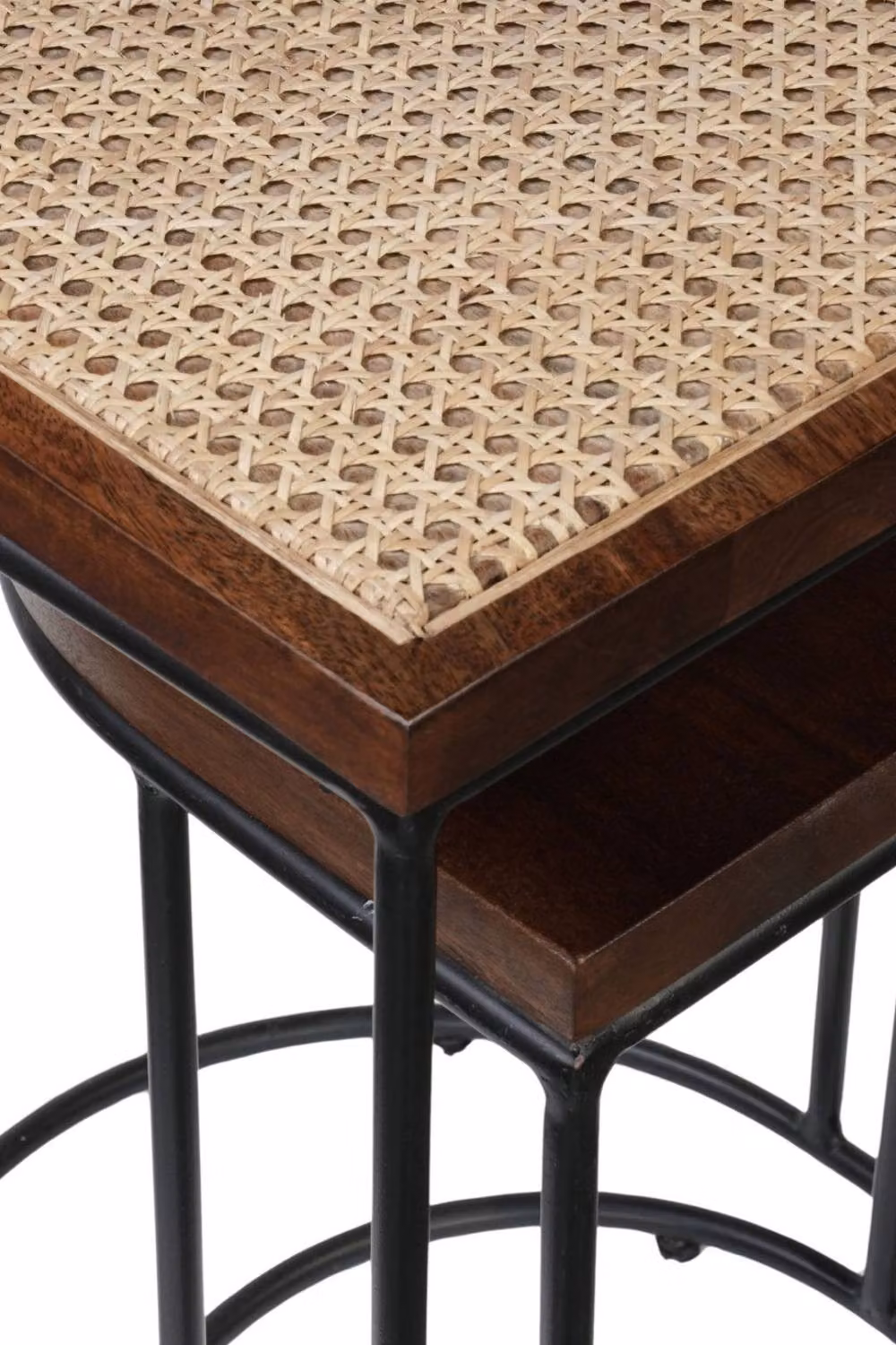 IH Design Giselle Nest of 2 Tables in Walnut and Mango Wood with Metal Sled Base – 3