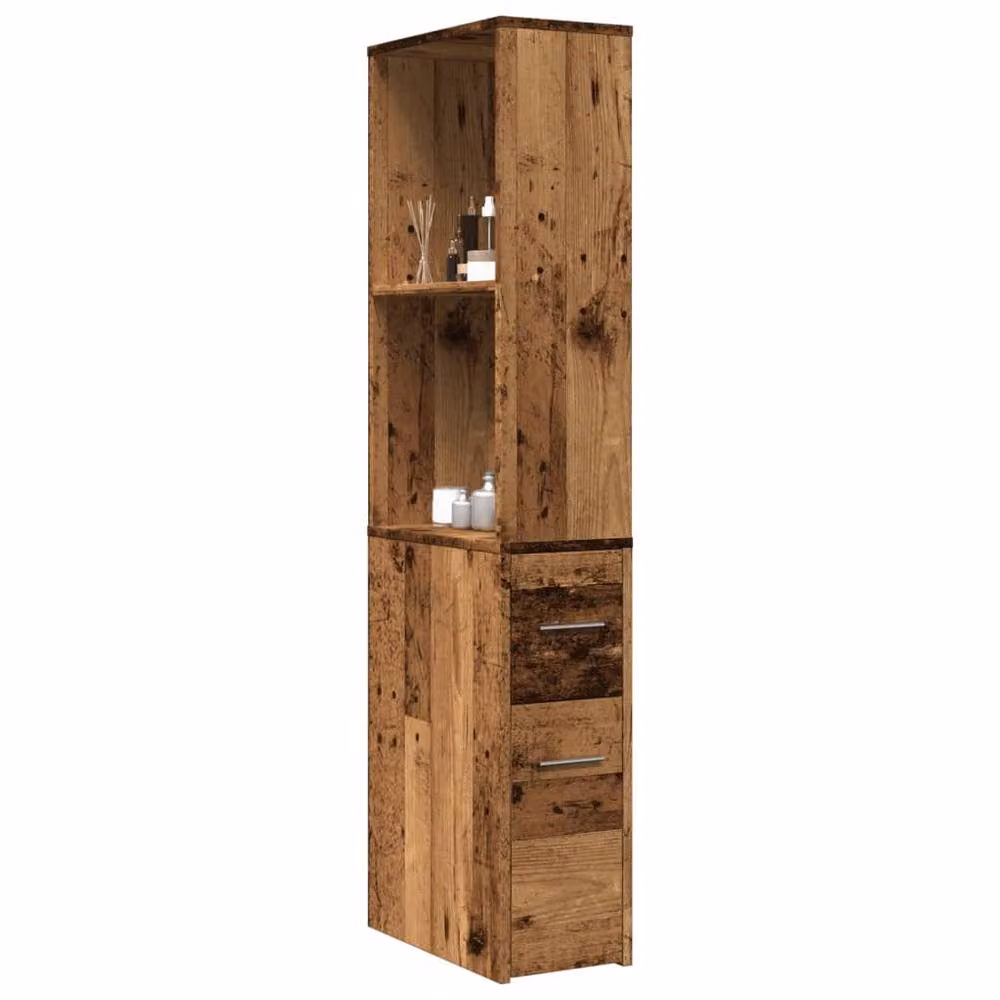 Berkfield Home Narrow Bathroom Cupboard with Wheels in Old Wood Brown – 2