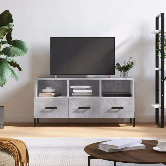Berkfield Home Industrial TV Cabinet in Concrete Grey, W/D/H: 102 x 36 x 50 cm – 1