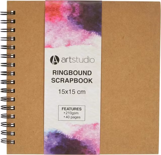Art Studio Ringbound Blank Scrapbook with Multicolour Cardboard Softcover
