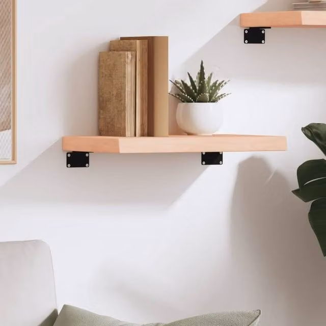 Berkfield Home Wall Mounted Oak Shelf in Light Brown, W/D/H: 40 x 20 x 4 cm – 1