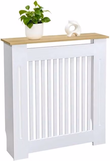 FORGEVIO Vertical Small Radiator Cover Shelf in White Oak, W/D/H: 78 x 20 x 92.5 cm