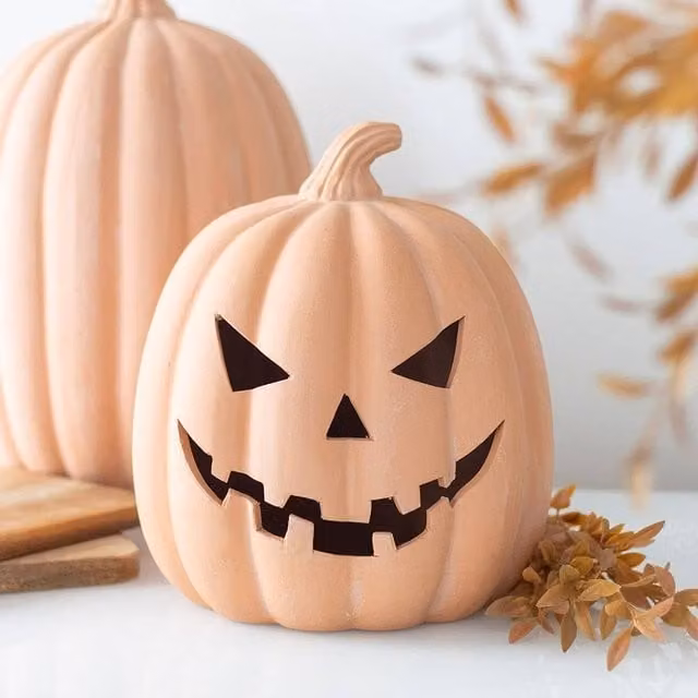 Uniqueful Orange Ceramic Pumpkin Tabletop Ornament, Height: 22 cm