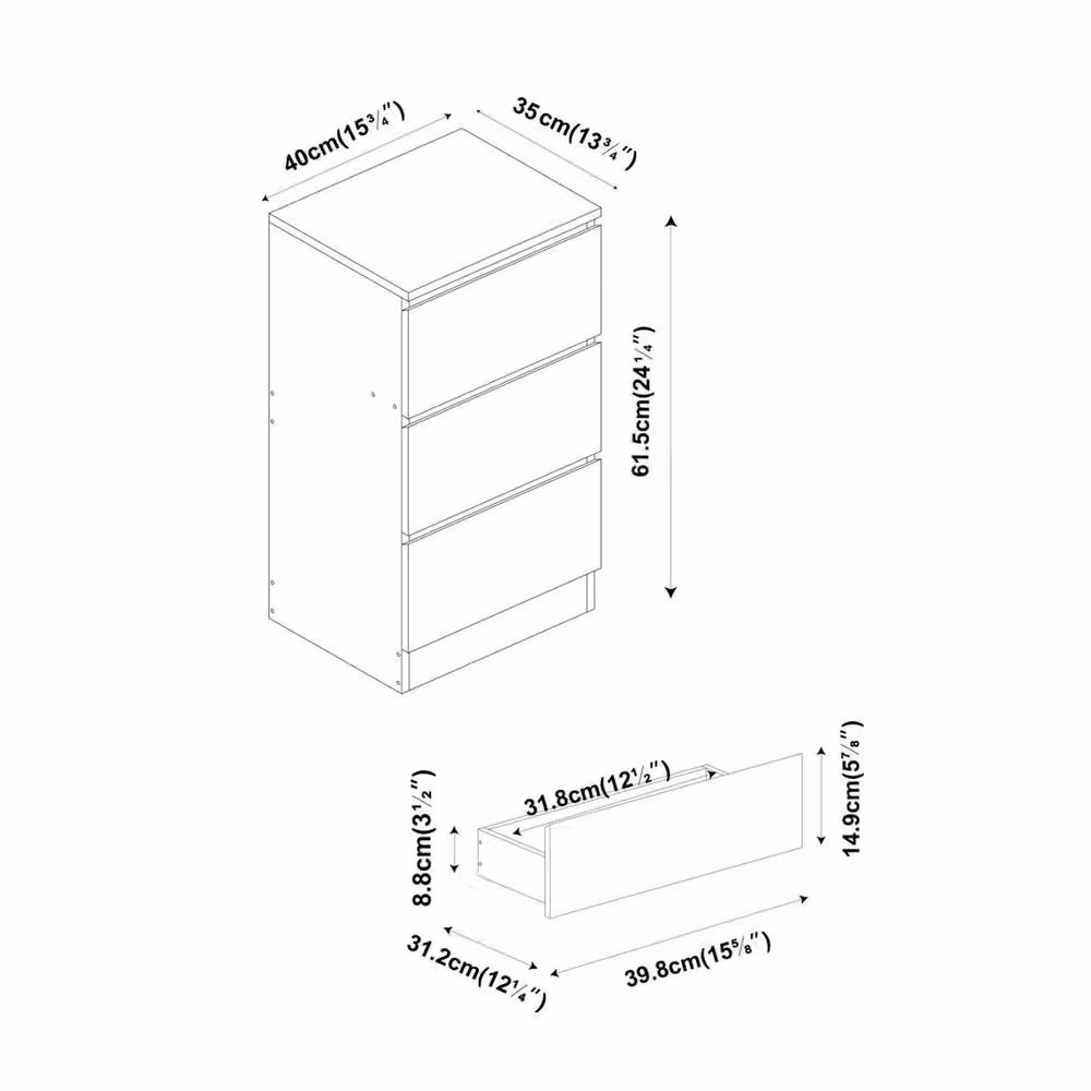 PAWNORA Modern Glossy Black Bedroom Chest Cabinet – 3