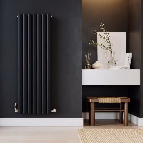 UK Radiators Omeara Black Elliptical Tube Vertical Designer Radiator, W: 40.6 cm, H: 120 cm – 3