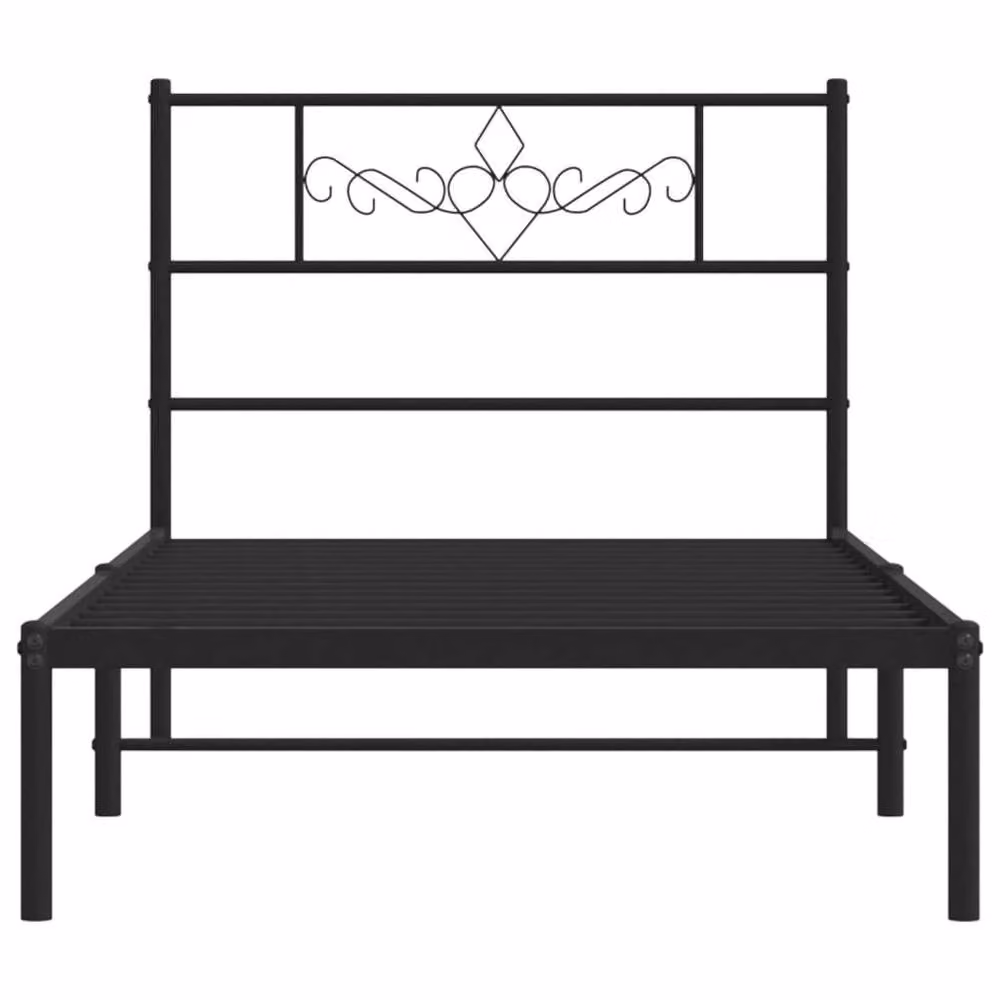 Berkfield Home Metal Bed Frame with Headboard in Black, W/D/H: 90 x 200 cm – 3