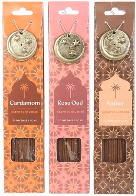 KDMK Arabian Nights Incense Gift Set with Brass Holders, Brown and Multicolour, Floral, Woody and Spicy Scented Sticks