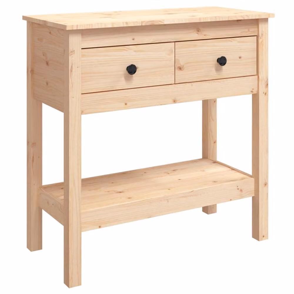 Berkfield Home Beautiful Console Table in Light Tan Solid Pine, W/D/H: 75 x 35 x 75 cm – 2