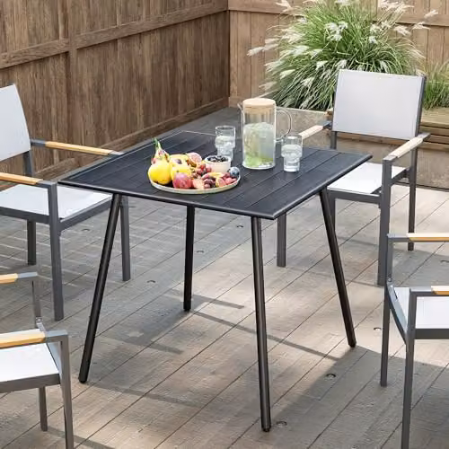 Outsunny Square Garden Dining Table for 4 People, Black, W/D/H: 80 x 80 x 74 cm – 7