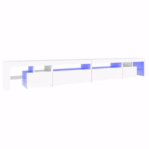 vidaXL Modern White TV Cabinet with Integrated LED Lights, W: 290 cm, D: 36.5 cm, H: 40 cm