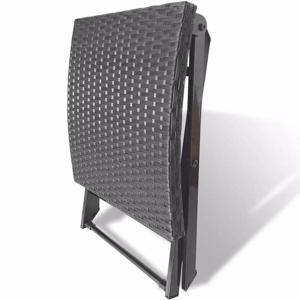 Berkfield Home Folding Poly Rattan and Steel Garden Stool in Black – 4