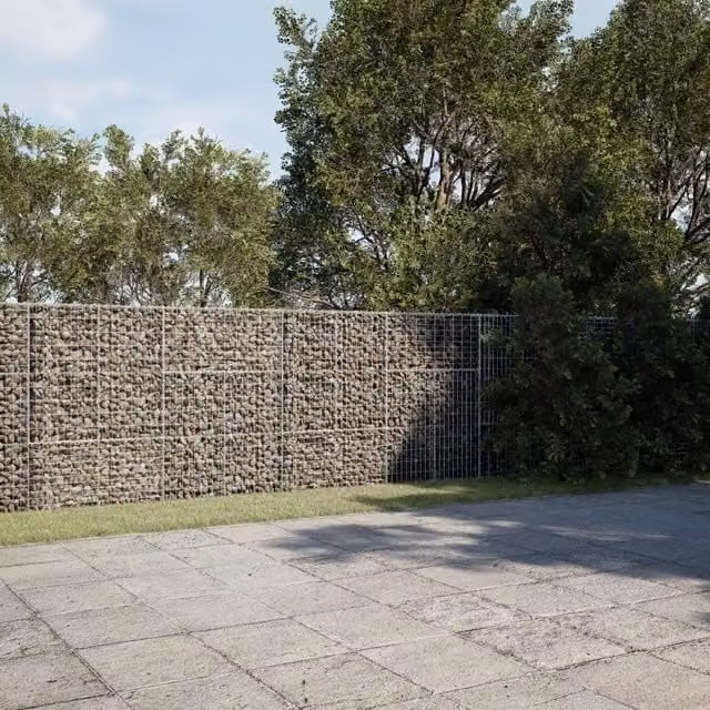 Berkfield Home Silver Galvanised Steel Gabion Basket with Cover, W/D/H: 400 x 100 x 150 cm