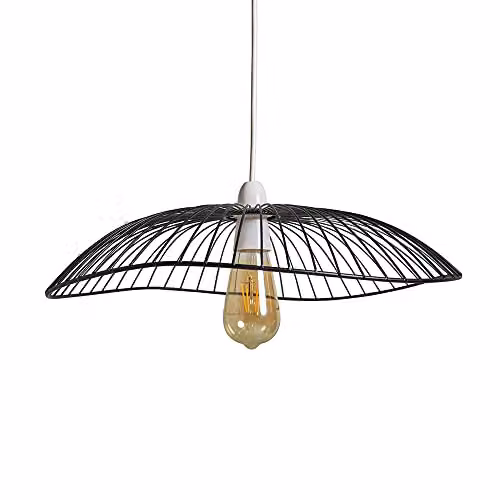 ValueLights Vella Modern Black Metal LED Pendant Ceiling Light with Warm White Glow, Shade Width: 45 cm – 1