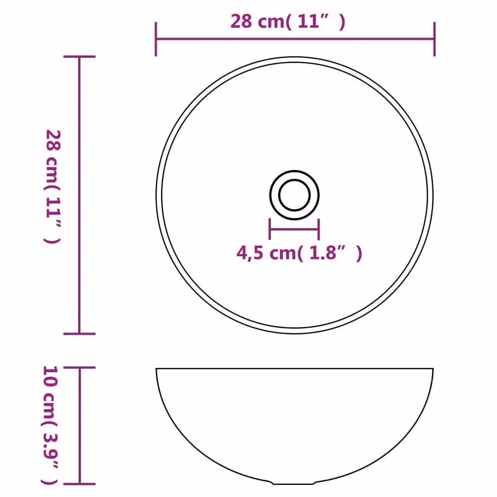 Berkfield Home Round Ceramic Countertop Bathroom Sink in Beige – 4