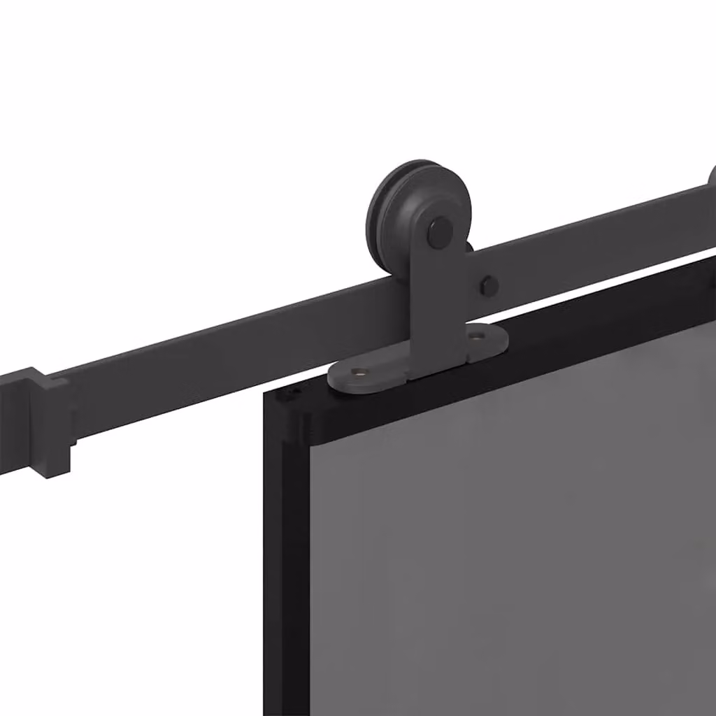 Berkfield Home Modern Sliding Door with Hardware Set, Black Aluminium and Transparent Tempered Glass, W: 76 cm, H: 205 cm – 4
