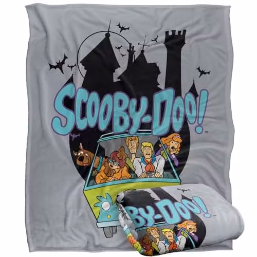 Warner Bros. Scooby Doo Mystery Machine Super Soft Fleece Throw Blanket, Multicolour, W: 152 cm x L: 127 cm