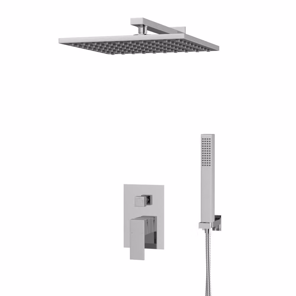 Nes Home Chrome Concealed Shower Mixer Set with Diverter and Handheld Shower Head in Silver – 2