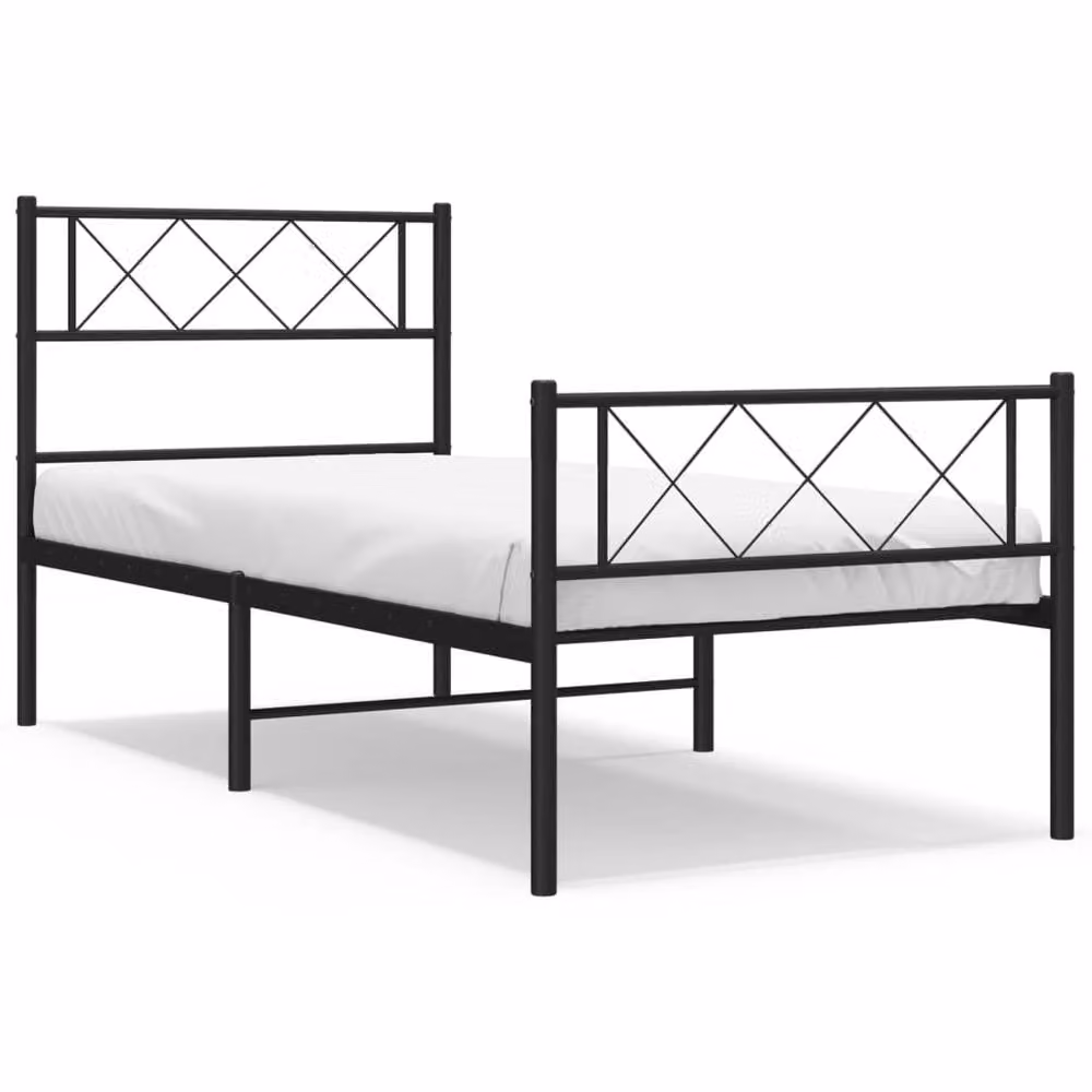 Berkfield Home Metal Bed Frame with Headboard and Footboard, Black, W/D/H: 90 x 200 cm – 2