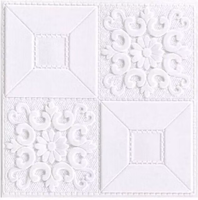 Kelvenix White 3D Tile Look Self-adhesive Waterproof Wall Stickers, 20 Pieces, 0.6m2