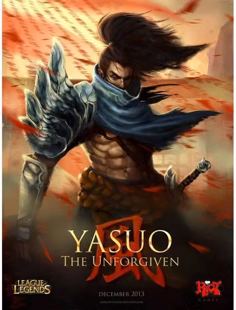 League of Legends Yasuo Multicolour Framed Graphic Paper Poster