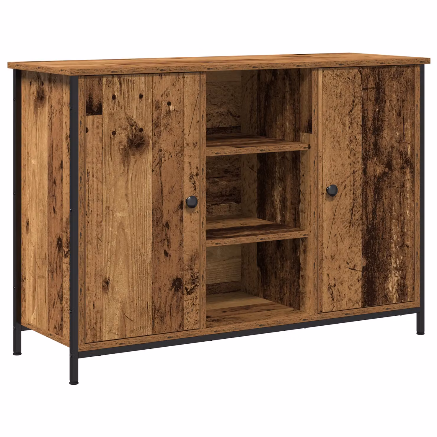 Berkfield Home Rustic Old Wood Sideboard in Brown, Engineered Wood and Steel, W/D/H: 100 x 35 x 70 cm – 2