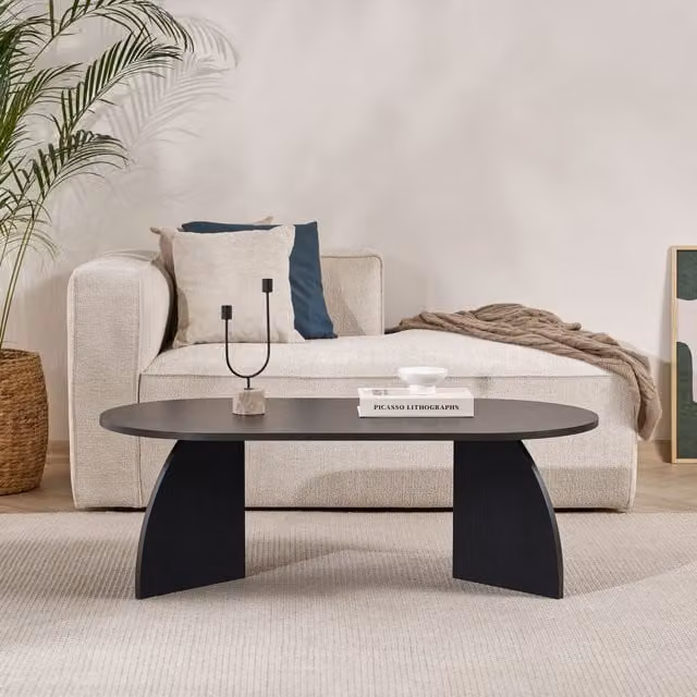 Decortie Melina Oval Coffee Table in Black Matt Finish