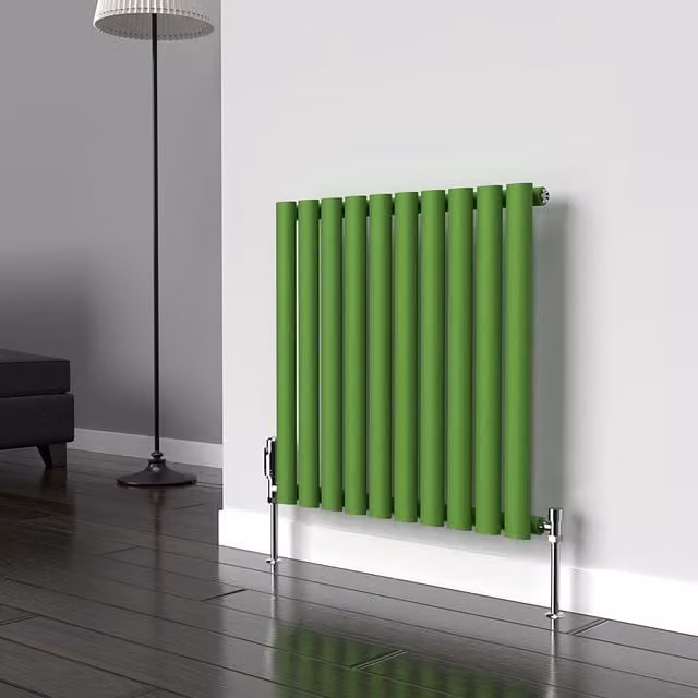 Lux Heat Oval Horizontal Coloured Radiator in Apple Green, W: 60.0 cm, H: 54.0 cm