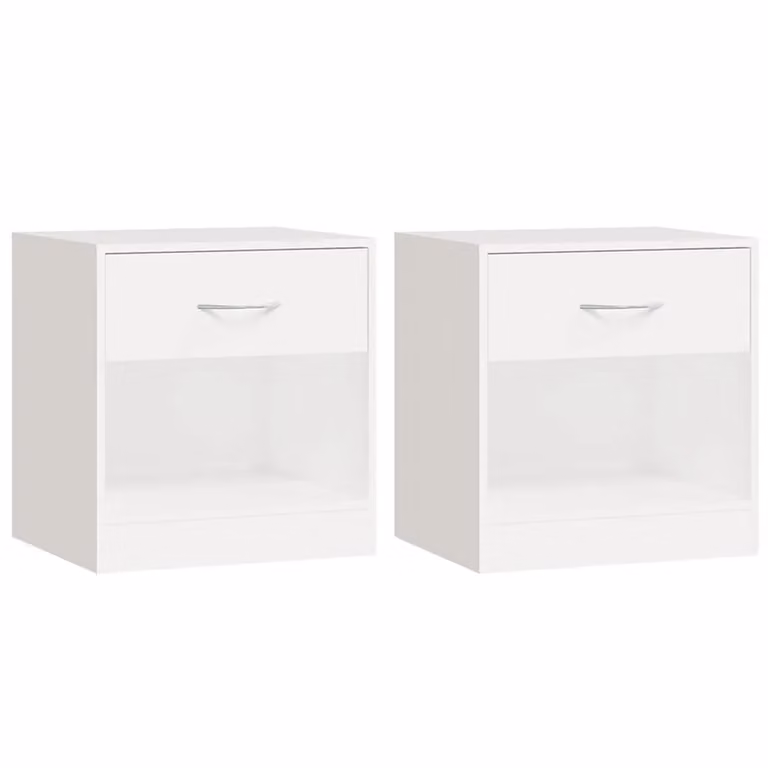 Berkfield Home Set of 2 Modern White Nightstands with Drawer