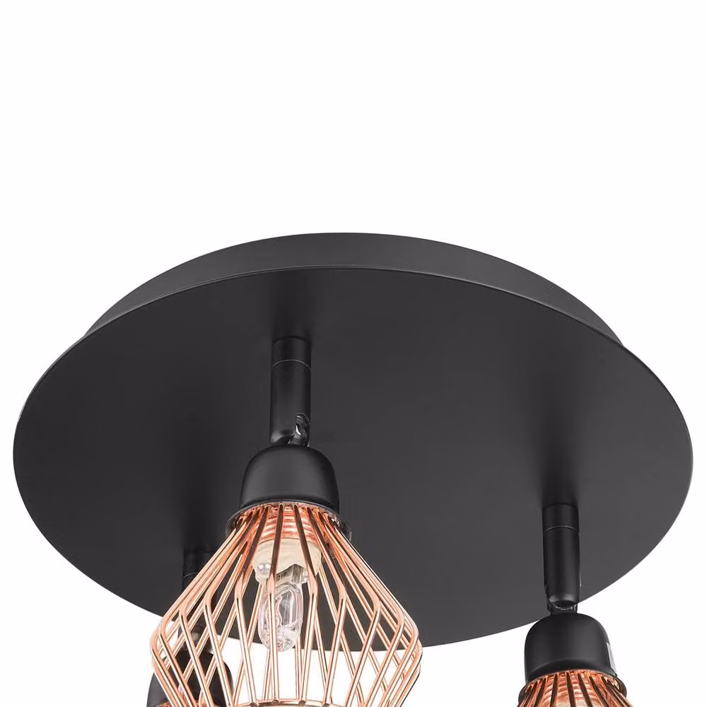 Wyld and Coco Industrial 3-Head Adjustable Copper and Black Metal Ceiling Light – 4