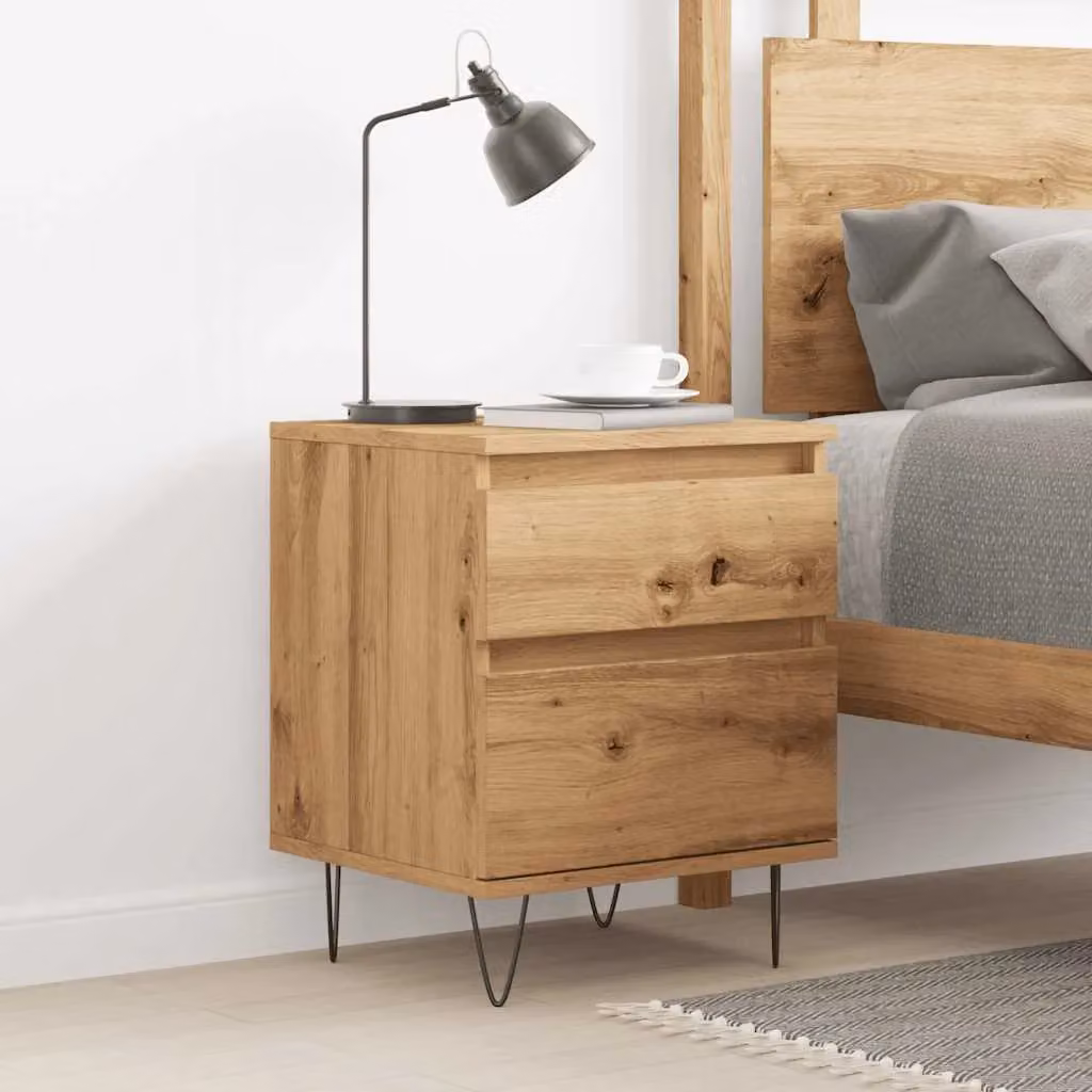 Berkfield Home Artisan Oak Bedside Cabinet in Brown, W: 40 cm, D: 35 cm, H: 50 cm – 2