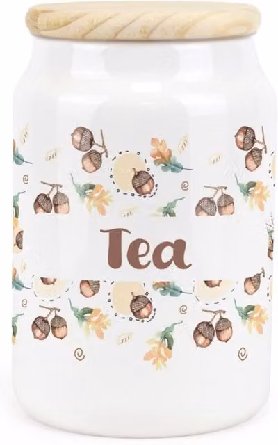Purely Home Ceramic Tea Storage Canister in Brown and White
