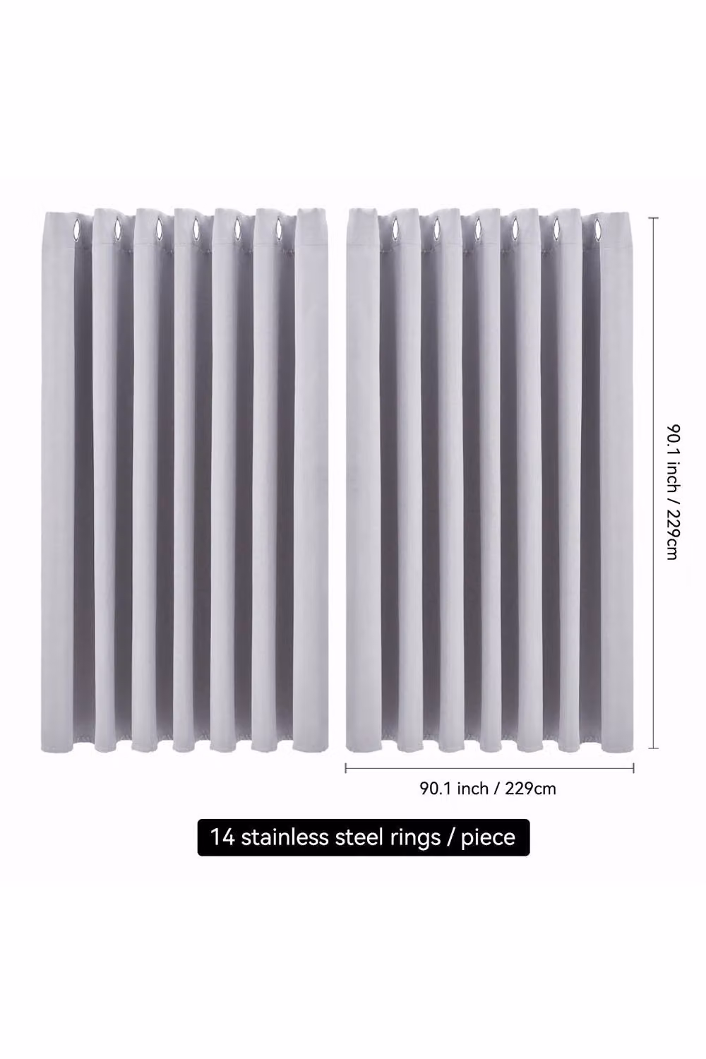 Garden Sanctuary Grey Blackout Curtains with Eyelets, W: 229 cm, H: 229 cm – 3