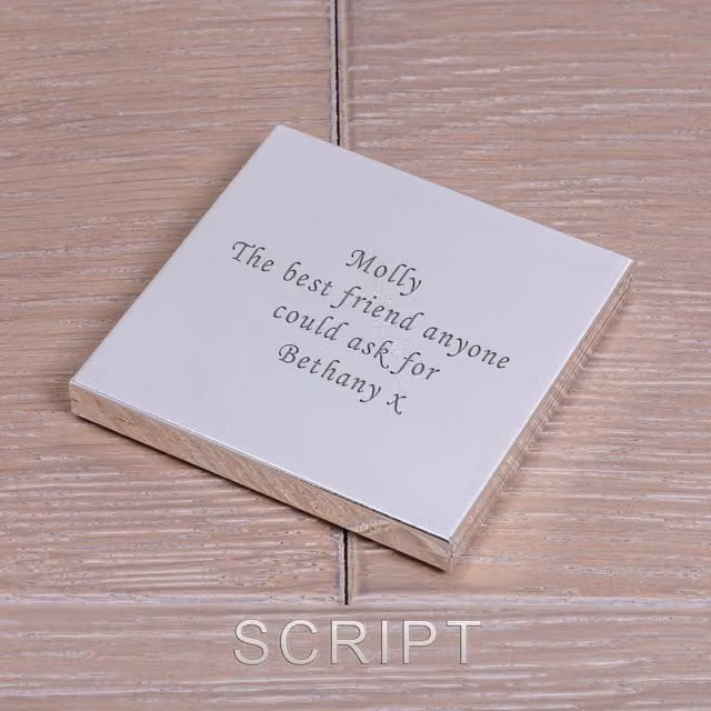 Uniqueful Personalised Silver Plated Metal Tabletop Compact Mirror in Silver