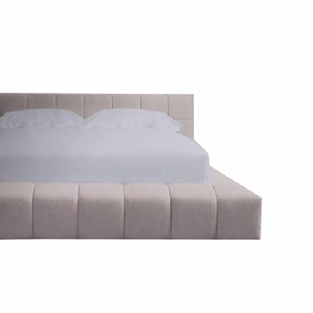 KDMD Ciara Bouclé Upholstered Double Bed Frame in White, W/D/H: 140 x 200 cm – 2