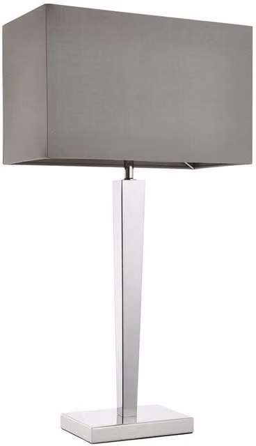Loops Rectangular Modern Table Lamp with Chrome Metal Base and Grey Fabric Shade H: 66 cm x W: 22 cm x D: 18 cm – 1