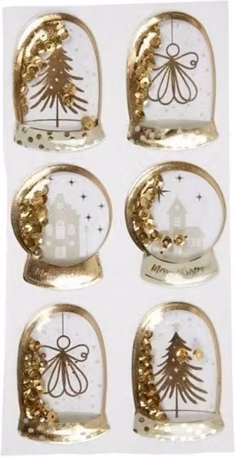 KDMD Gold Christmas Shaker Stickers, 2 Pack