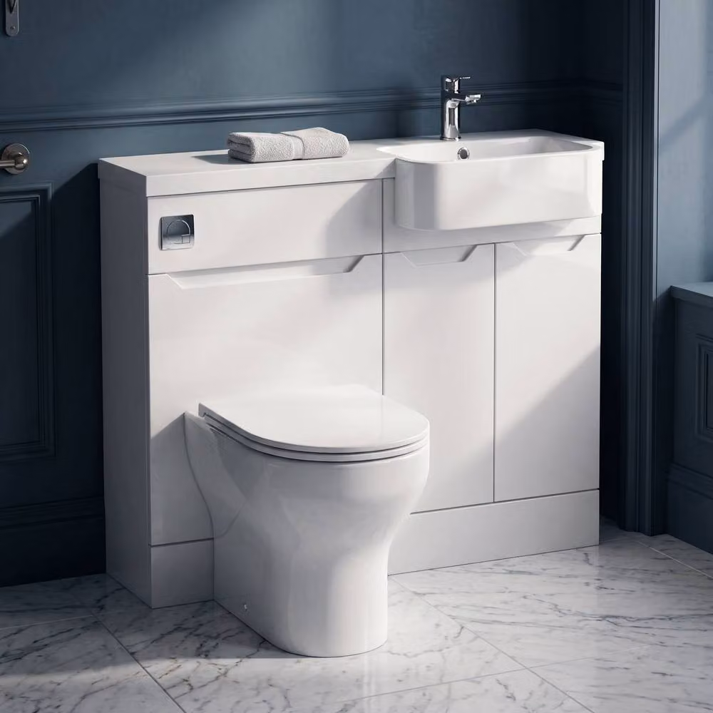 Balterley Teddesley Compact 2 Door Combination Vanity Basin and WC Unit, White, W: 100 cm – 2