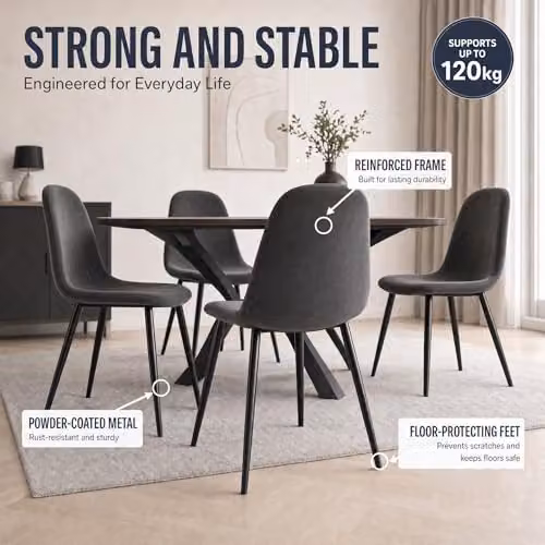 Bravich LTD Ron Grey Velvet Dining Chair with Metal Legs – 5