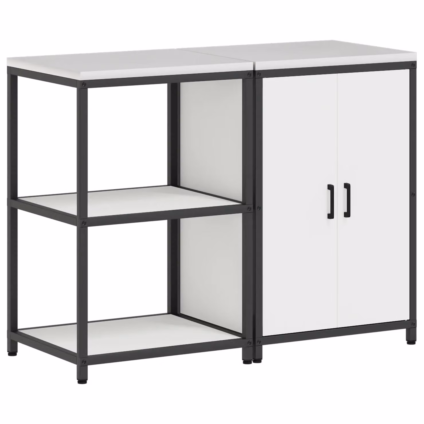 Berkfield Home 2-Piece Modern Kitchen Storage Set in White Matt Cold-Rolled Steel with Hinged Doors and Internal Shelves – 2
