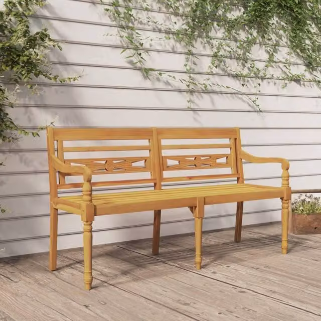 Berkfield Home Batavia Rustic Solid Wood Teak Bench, Brown, Width: 150 cm