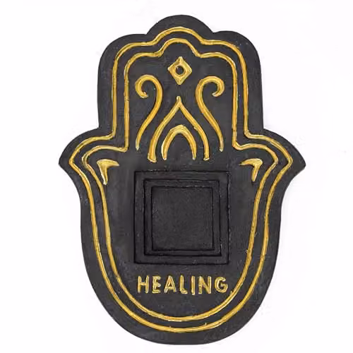 KDMD Healing Incense Plate in Black and Gold Lava-Stone Effect, W/D/H: 23.0 x 17.0 x 3.0 cm – 2