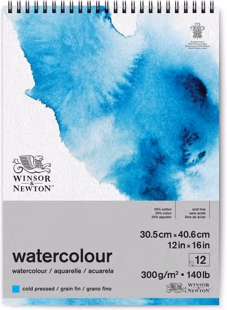 Winsor & Newton Watercolour Cold Pressed Paper Pad, Blue, W: 30.5 cm, H: 40.6 cm