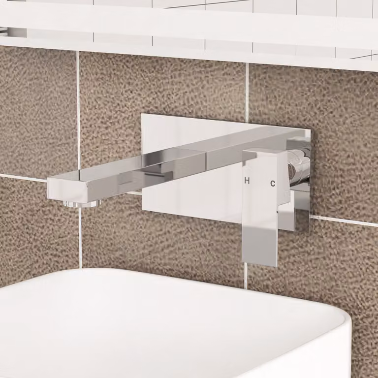 Cassellie Form Wall Mounted Basin Mixer Tap in Chrome