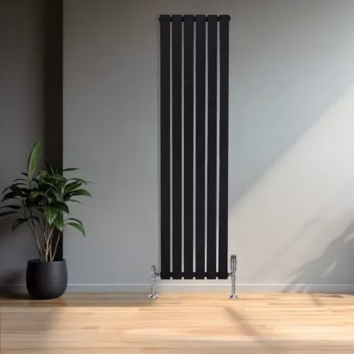 Monster Shop Modern Designer Single Column Vertical Radiator in Matt Black Carbon Steel, H: 160 cm x W: 42 cm – 2